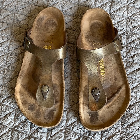 bronze birkenstock sandals